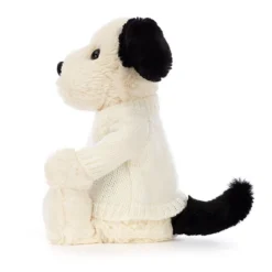 Bashful Black & Cream Puppy With Personalised Cream Jumper -Baby Toy Store JUMPCBAS3BCPN 2