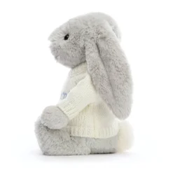 Bashful Silver Bunny With Personalised Cream Jumper -Baby Toy Store JUMPCBAS3BS 2