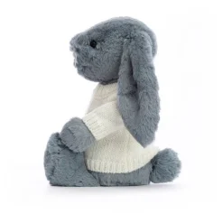 Bashful Dusky Blue Bunny With Personalised Cream Jumper -Baby Toy Store JUMPCBAS3DUSKB 2