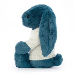Bashful Mineral Blue Bunny With Personalised Cream Jumper -Baby Toy Store JUMPCBAS3MBB 2