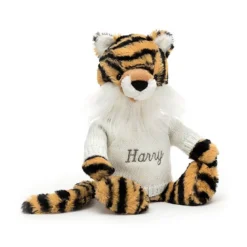 Bashful Tiger With Personalised Cream Jumper