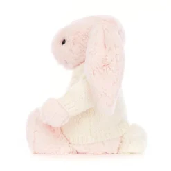Bashful Pink Bunny With Personalised Cream Jumper -Baby Toy Store JUMPCBAS4BP 2