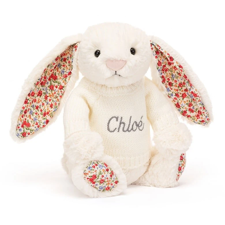 Blossom Cream Bunny With Personalised Cream Jumper 1 Blossom Cream Bunny With Personalised Cream Jumper