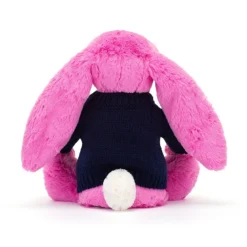 Bashful Hot Pink Bunny With Personalised Navy Jumper -Baby Toy Store JUMPNBAS3BHP 2