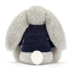 Bashful Silver Bunny With Personalised Navy Jumper 6 Bashful Silver Bunny With Personalised Navy Jumper -Baby Toy Store JUMPNBAS3BS 2
