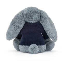 Bashful Dusky Blue Bunny With Personalised Navy Jumper -Baby Toy Store JUMPNBAS3DUSKB 2