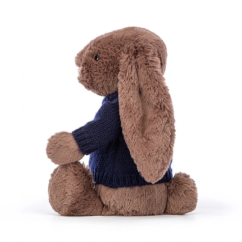 Bashful Fudge Bunny With Personalised Navy Jumper 2 Bashful Fudge Bunny With Personalised Navy Jumper - Image 2