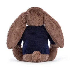 Bashful Fudge Bunny With Personalised Navy Jumper 6 Bashful Fudge Bunny With Personalised Navy Jumper -Baby Toy Store JUMPNBAS3FUD 2