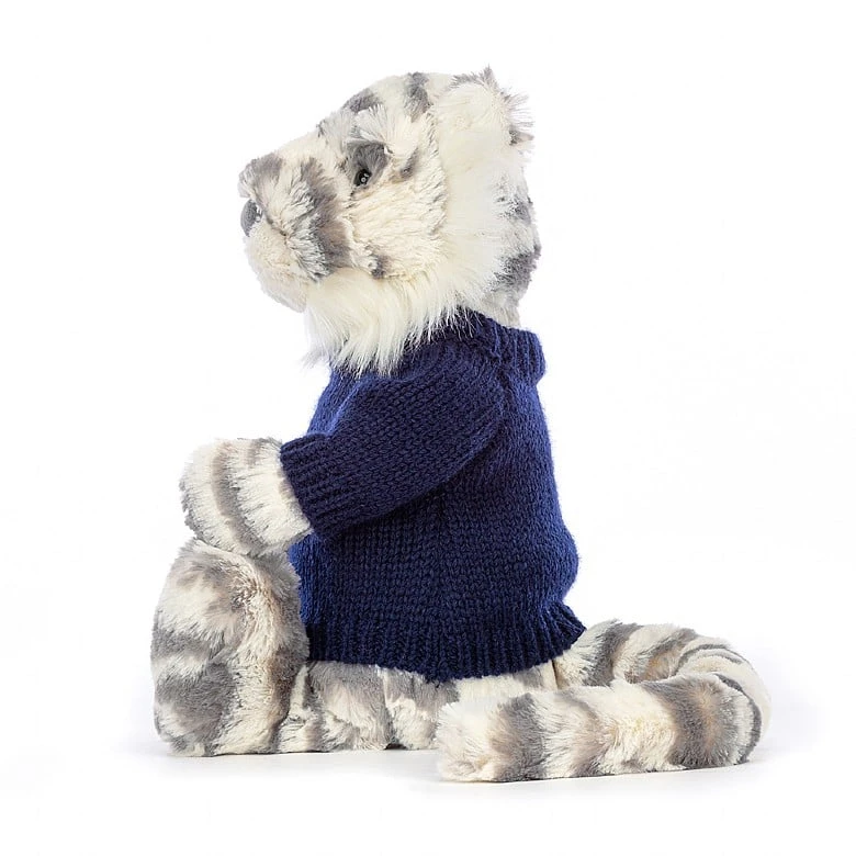 Bashful Snow Tiger With Personalised Navy Jumper 2 Bashful Snow Tiger With Personalised Navy Jumper - Image 2