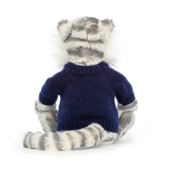 Bashful Snow Tiger With Personalised Navy Jumper 6 Bashful Snow Tiger With Personalised Navy Jumper -Baby Toy Store JUMPNBAS3SNT 2