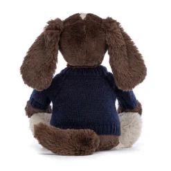 Bashful Fudge Puppy With Personalised Navy Jumper -Baby Toy Store JUMPNBAS3SPAN 2
