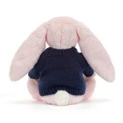 Bashful Pink Bunny With Personalised Navy Jumper 6 Bashful Pink Bunny With Personalised Navy Jumper -Baby Toy Store JUMPNBAS4BP 2