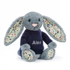 Blossom Dusky Blue With Personalised Navy Jumper
