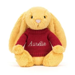 Bashful Sunshine Bunny With Personalised Red Jumper -Baby Toy Store JUMPRBAS3BSU 4