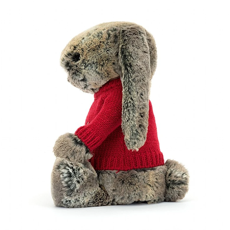 Bashful Cottontail Bunny With Personalised Red Jumper 3 Bashful Cottontail Bunny With Personalised Red Jumper - Image 3