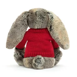 Bashful Cottontail Bunny With Personalised Red Jumper 8 Bashful Cottontail Bunny With Personalised Red Jumper -Baby Toy Store JUMPRBAS3BW 3