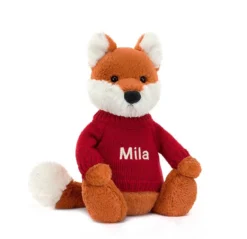 Bashful Fox Cub With Personalised Red Jumper