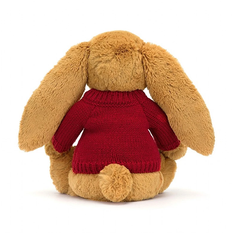 Bashful Golden Bunny With Personalised Red Jumper 4 Bashful Golden Bunny With Personalised Red Jumper - Image 4