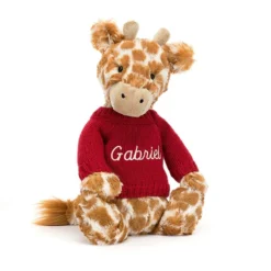 Bashful Giraffe With Personalised Red Jumper
