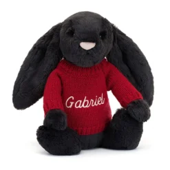 Bashful Inky Bunny With Personalised Red Jumper