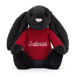 Bashful Inky Bunny With Personalised Red Jumper -Baby Toy Store JUMPRBAS3INK 4