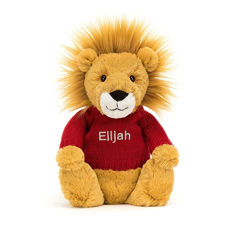 Bashful Lion With Personalised Red Jumper 5 Bashful Lion With Personalised Red Jumper - Image 5