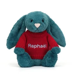Bashful Mineral Blue Bunny With Personalised Red Jumper 9 Bashful Mineral Blue Bunny With Personalised Red Jumper -Baby Toy Store JUMPRBAS3MBB 4