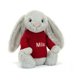 Bashful Shimmer Bunny With Personalised Red Jumper