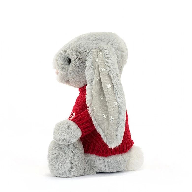 Bashful Shimmer Bunny With Personalised Red Jumper 3 Bashful Shimmer Bunny With Personalised Red Jumper - Image 3