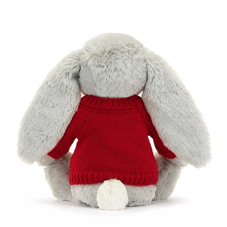Bashful Shimmer Bunny With Personalised Red Jumper 4 Bashful Shimmer Bunny With Personalised Red Jumper - Image 4