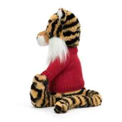 Bashful Tiger With Personalised Red Jumper -Baby Toy Store JUMPRBAS3TIG 2