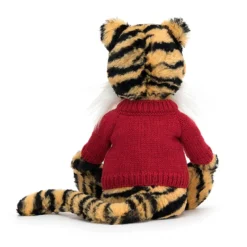 Bashful Tiger With Personalised Red Jumper -Baby Toy Store JUMPRBAS3TIG 3