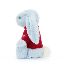 Bashful Blue Bunny With Personalised Red Jumper -Baby Toy Store JUMPRBAS4BB 2