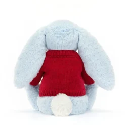 Bashful Blue Bunny With Personalised Red Jumper -Baby Toy Store JUMPRBAS4BB 3