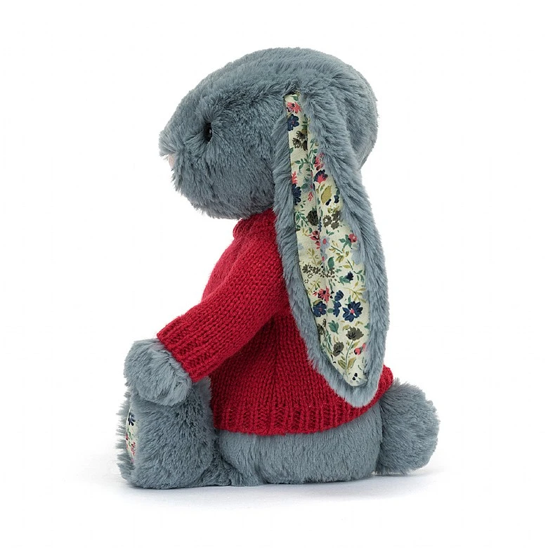 Blossom Dusky Blue Bunny With Personalised Red Jumper 3 Blossom Dusky Blue Bunny With Personalised Red Jumper - Image 3
