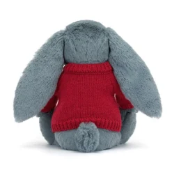 Blossom Dusky Blue Bunny With Personalised Red Jumper 8 Blossom Dusky Blue Bunny With Personalised Red Jumper -Baby Toy Store JUMPRBL3DUSK 3