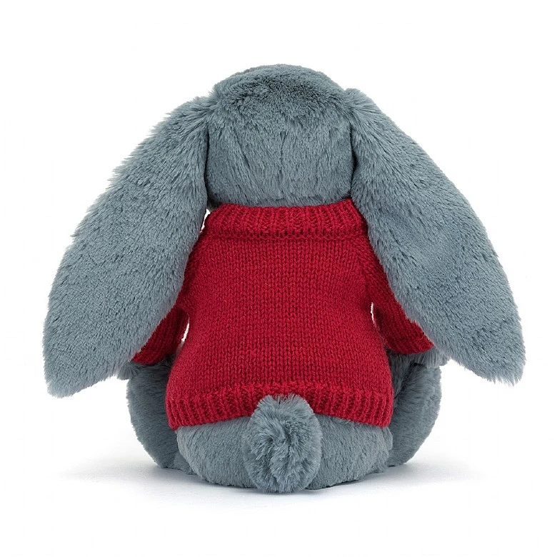 Blossom Dusky Blue Bunny With Personalised Red Jumper 4 Blossom Dusky Blue Bunny With Personalised Red Jumper - Image 4