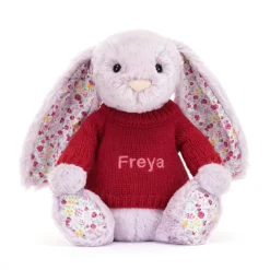Blossom Jasmine Bunny With Personalised Red Jumper -Baby Toy Store JUMPRBL4BNL 4