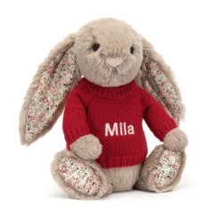Blossom Bea Beige Bunny With Personalised Red Jumper