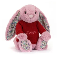 Blossom Tulip Bunny With Personalised Red Jumper