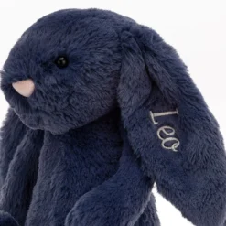 Personalised Bashful Navy Bunny Medium -Baby Toy Store PERSBAS3NB 2
